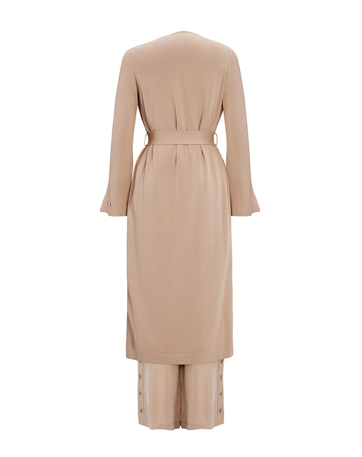 T25Y-7008 Wide Leg Cupro Trousers with Buttons on the Sides - 5