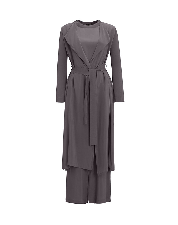 T25Y-7008 Wide Leg Cupro Trousers with Buttons on the Sides - 6