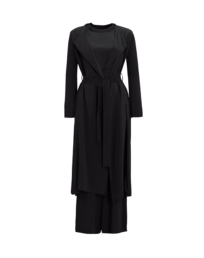 T25Y-7008 Wide Leg Cupro Trousers with Buttons on the Sides - 7
