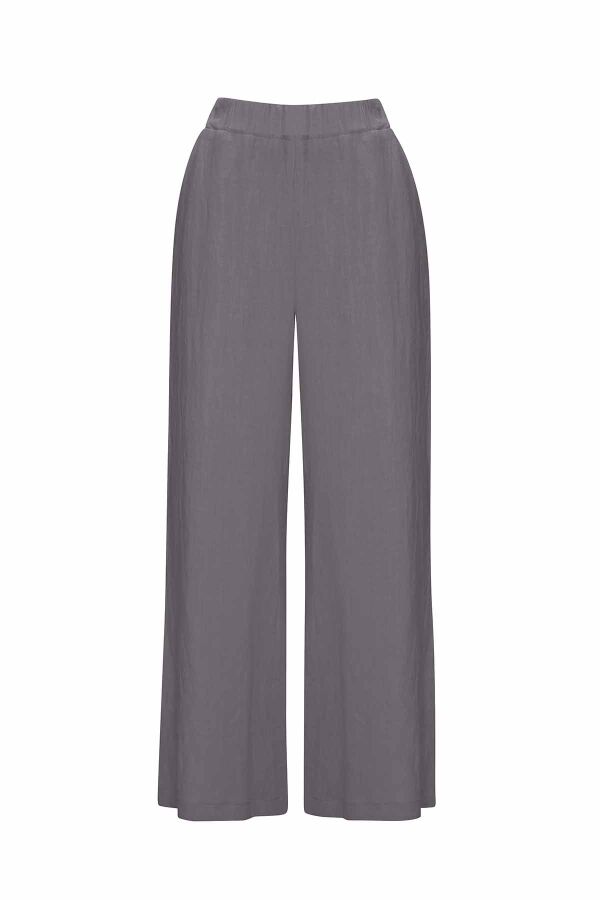 T25Y-7012 Plain Color Wide Leg Linen Trousers - 1