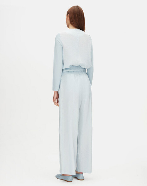 T25Y-7017 Waist Belted Wide Leg Linen Trousers - 3