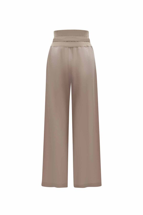 T25Y-7017 Waist Belted Wide Leg Linen Trousers - 4