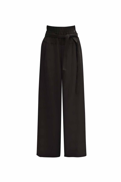 T25Y-7017 Waist Belted Wide Leg Linen Trousers - 5