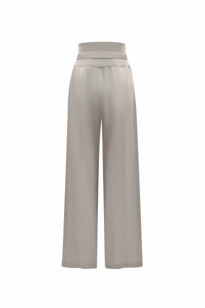T25Y-7017 Waist Belted Wide Leg Linen Trousers - 8