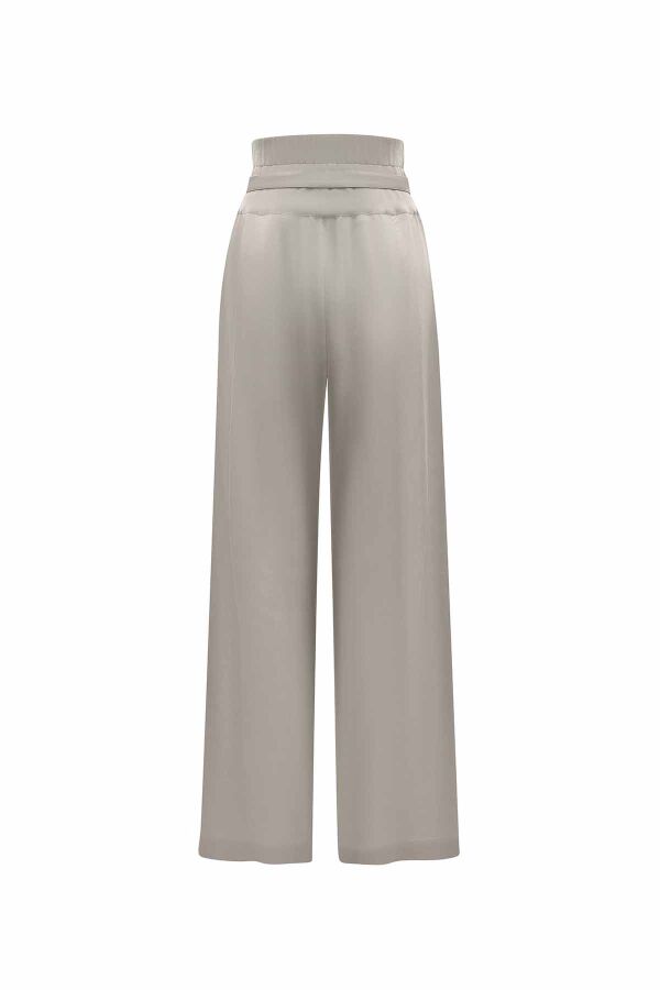 T25Y-7017 Waist Belted Wide Leg Linen Trousers - 8
