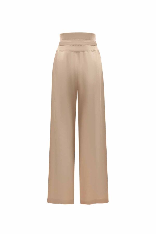 T25Y-7017 Waist Belted Wide Leg Linen Trousers - 10