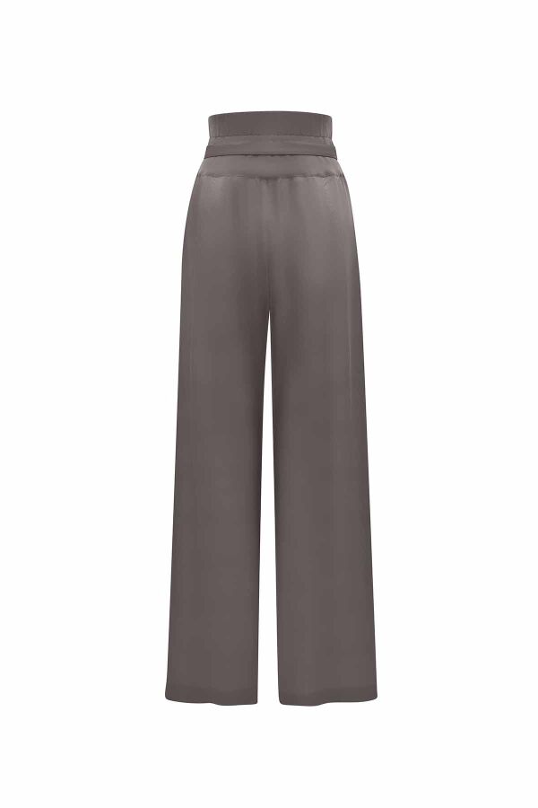 T25Y-7017 Waist Belted Wide Leg Linen Trousers - 12