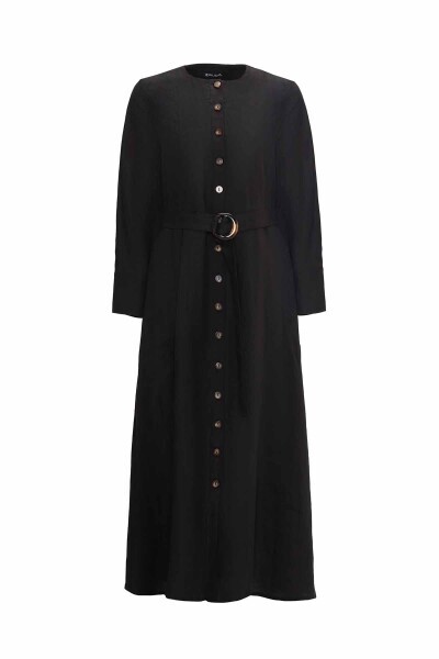 Beli Kemerli Siyah Ceket - 1