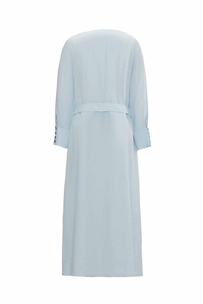 Beli Kemerli Mavi Ceket - 2