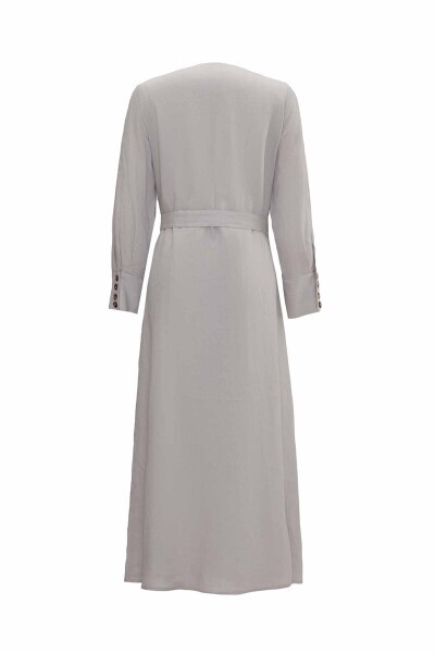 Beli Kemerli Gri Ceket - 2