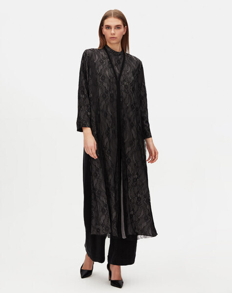 İç Astarlı Dantel Siyah Ceket - 1