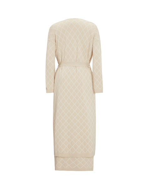 T25Y-9001 Diamond Patterned Long Knitted Cardigan - 5