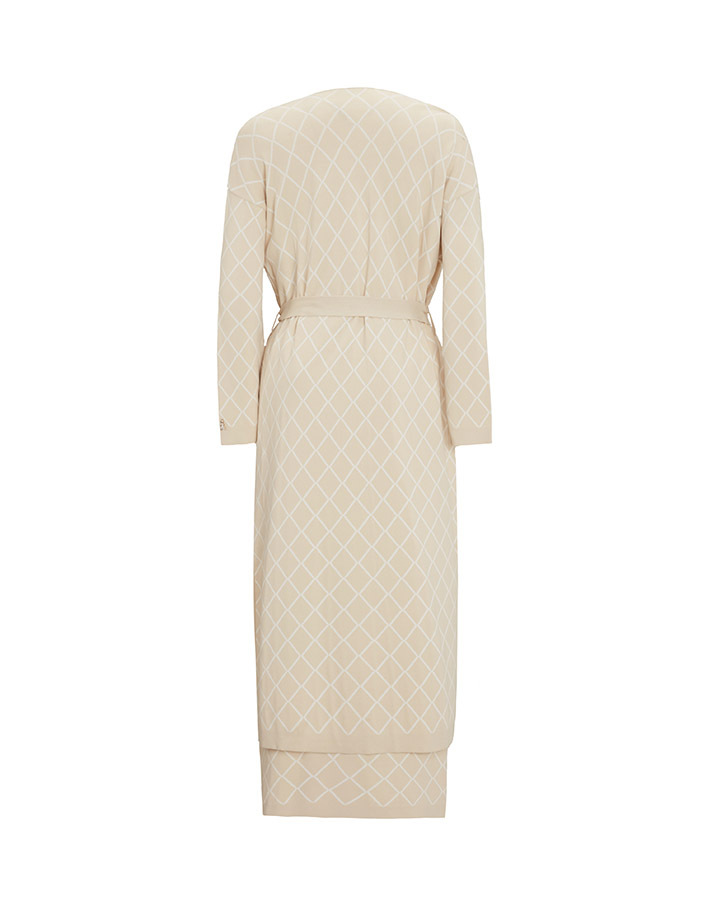 T25Y-9001 Diamond Patterned Long Knitted Cardigan - 5