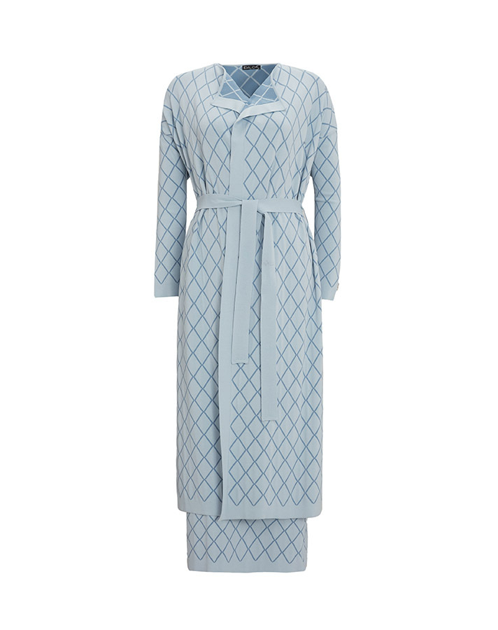 T25Y-9001 Diamond Patterned Long Knitted Cardigan - 6