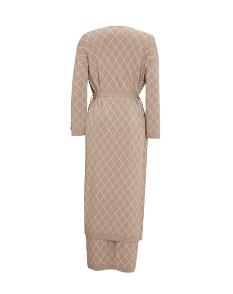 T25Y-9001 Diamond Patterned Long Knitted Cardigan - 11