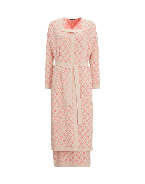 T25Y-9001 Diamond Patterned Long Knitted Cardigan - 12