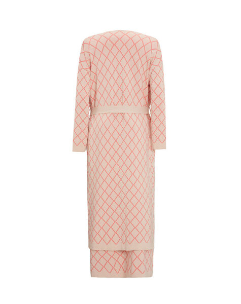 T25Y-9001 Diamond Patterned Long Knitted Cardigan - 13