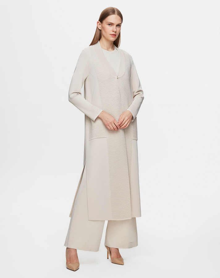  T25Y-9003 V-Neck Long Cardigan with Holding Detail - 1