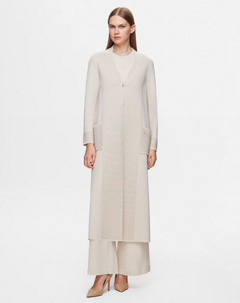  T25Y-9003 V-Neck Long Cardigan with Holding Detail - 2
