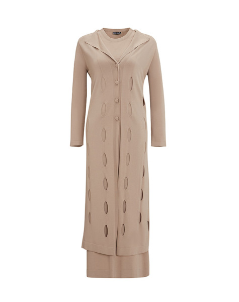 T25Y-9007 Self-Perforated Long Knitwear Cardigan - 6