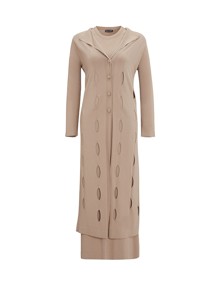 T25Y-9007 Self-Perforated Long Knitwear Cardigan - 6