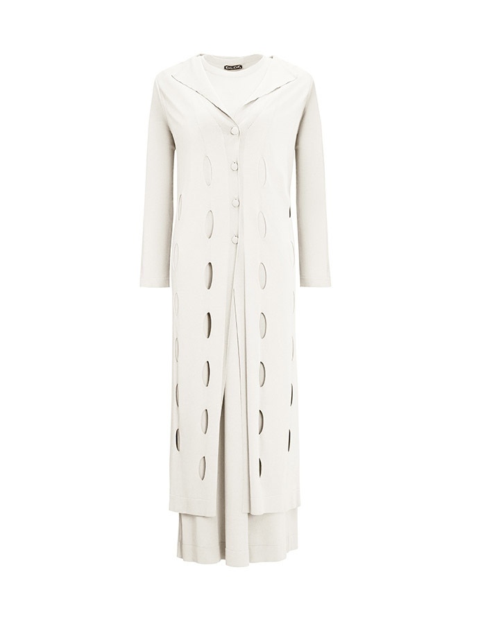T25Y-9007 Self-Perforated Long Knitwear Cardigan - 10