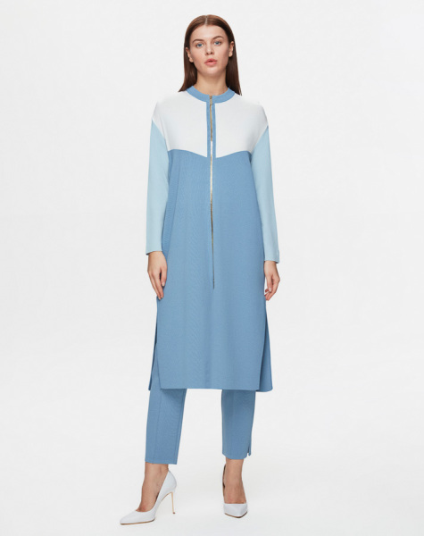 T25Y-9009 Zippered Three Color Long Cardigan - 1