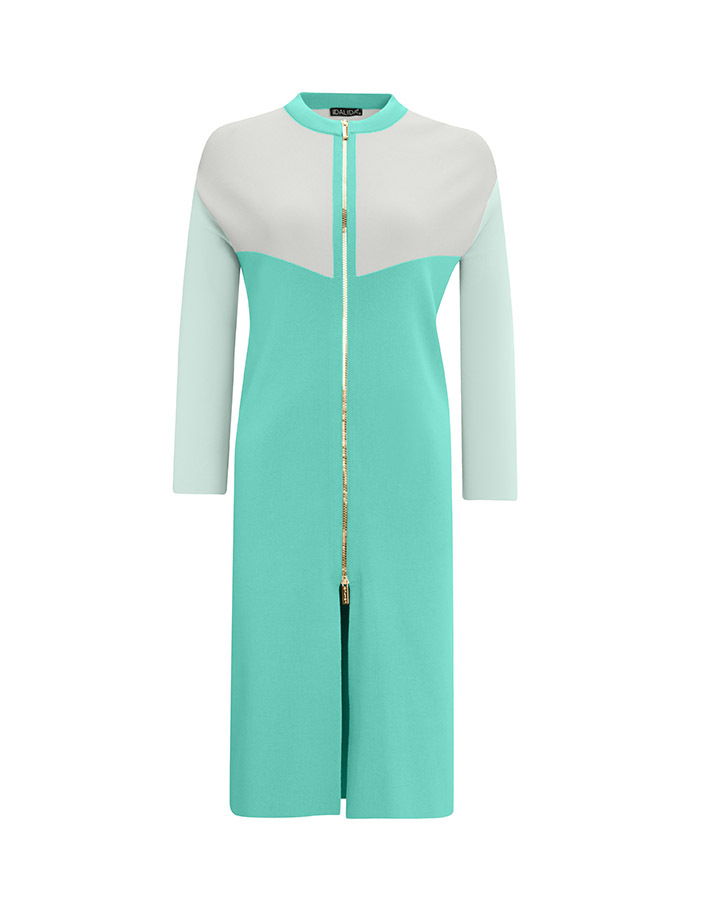 T25Y-9009 Zippered Three Color Long Cardigan - 4