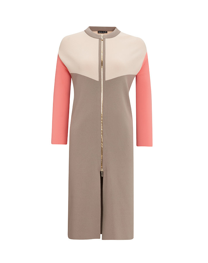 T25Y-9009 Zippered Three Color Long Cardigan - 6