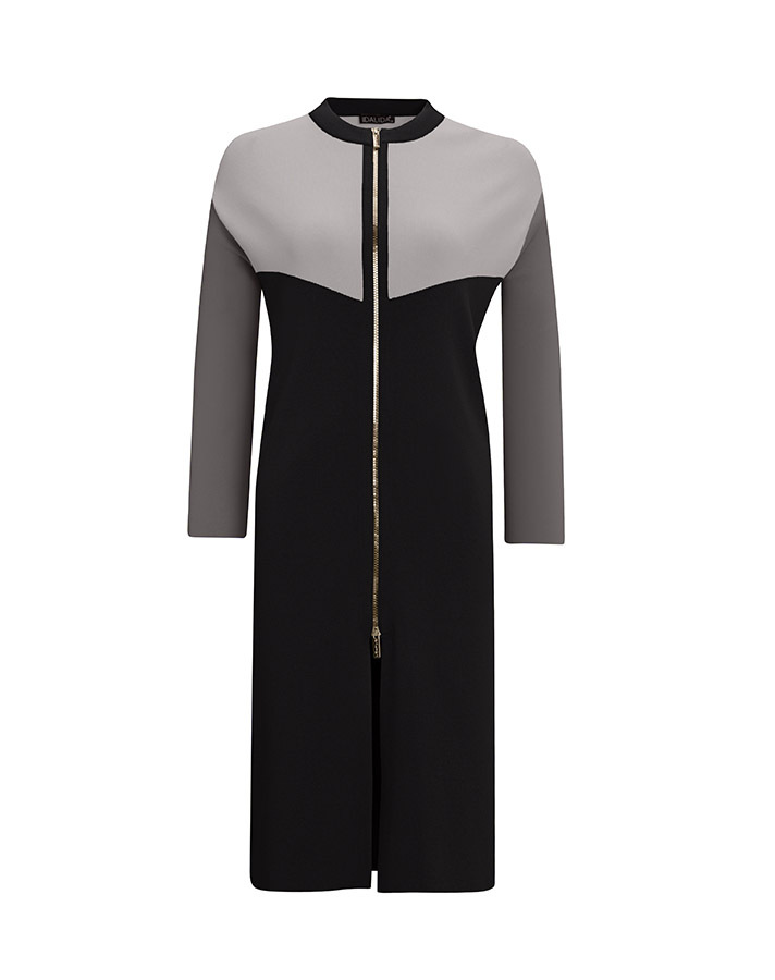 T25Y-9009 Zippered Three Color Long Cardigan - 10