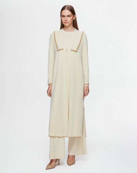 T25Y-9013 Collar Detailed Agraffiti Long Cardigan - 3