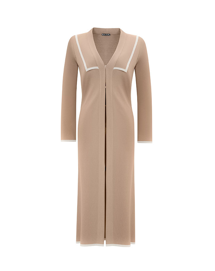 T25Y-9013 Collar Detailed Agraffiti Long Cardigan - 4