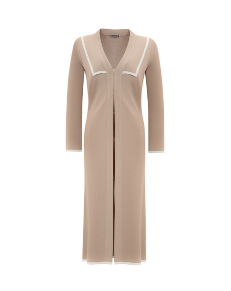 T25Y-9013 Collar Detailed Agraffiti Long Cardigan - 6