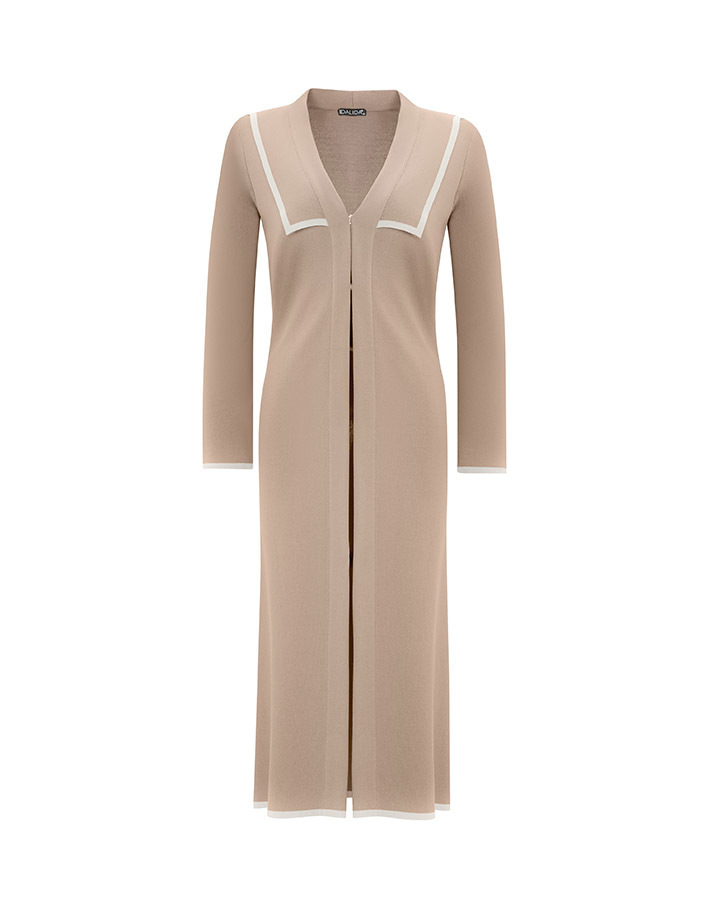 T25Y-9013 Collar Detailed Agraffiti Long Cardigan - 6