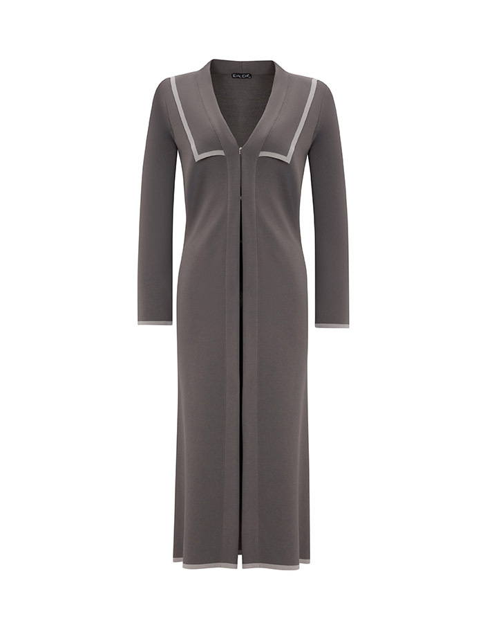 T25Y-9013 Collar Detailed Agraffiti Long Cardigan - 8