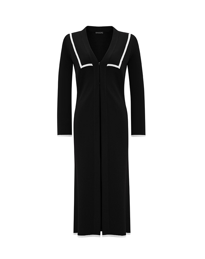 T25Y-9013 Collar Detailed Agraffiti Long Cardigan - 10