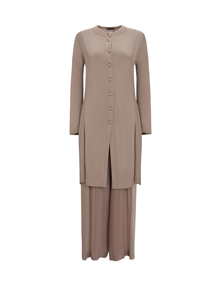 T25Y-9014 Cupro Detailed Top Buttoned Knitwear Cardigan - 4