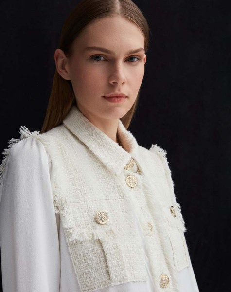T25Y-9016 Classic Cardigan with Tassel and Button Detail - 2