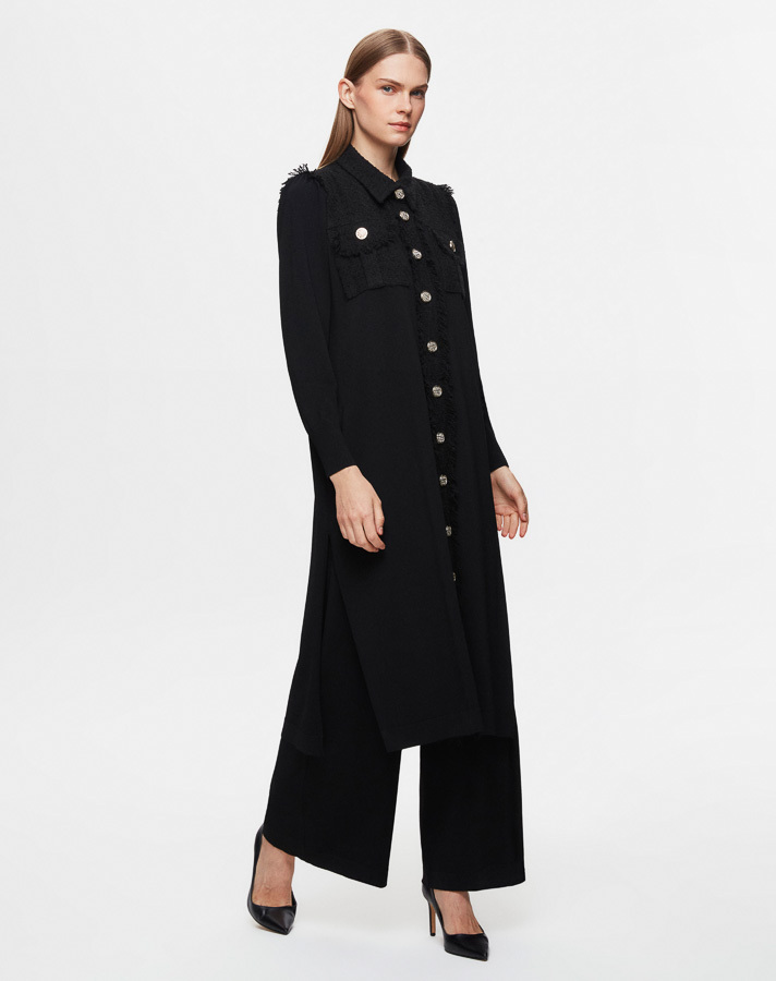 T25Y-9016 Classic Cardigan with Tassel and Button Detail - 8
