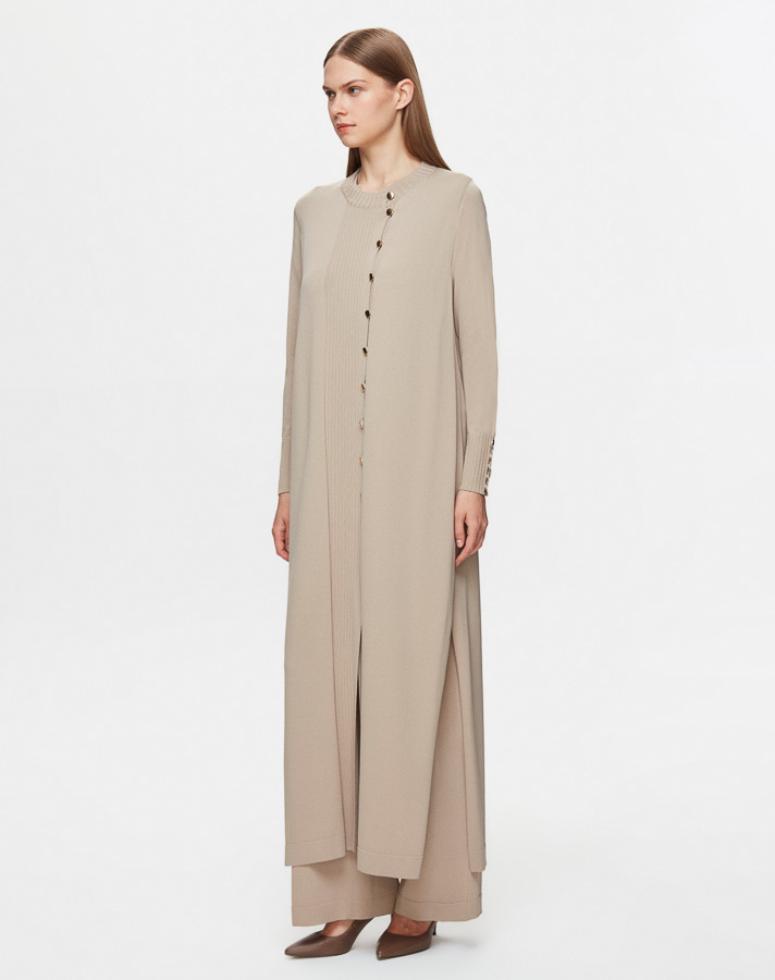 T25Y-9020 Round Collar Buttoned Long Cardigan - 3