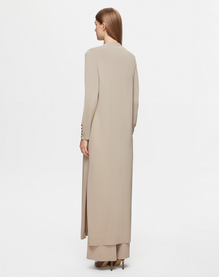 T25Y-9020 Round Collar Buttoned Long Cardigan - 4