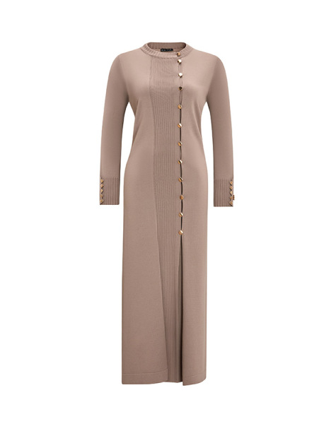 T25Y-9020 Round Collar Buttoned Long Cardigan - 5