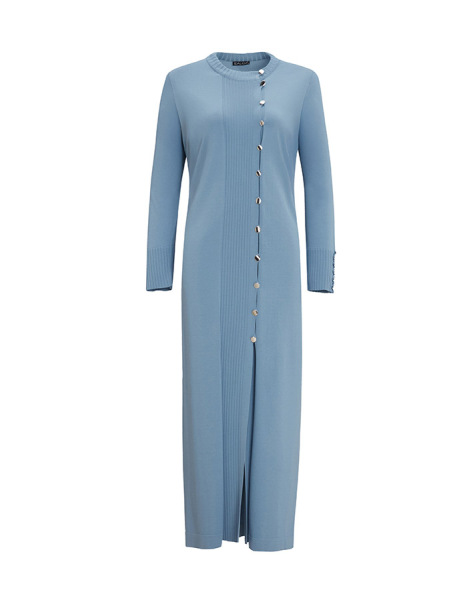 T25Y-9020 Round Collar Buttoned Long Cardigan - 7