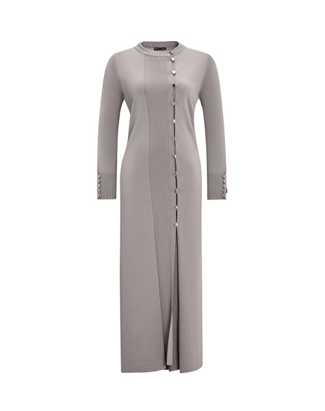 T25Y-9020 Round Collar Buttoned Long Cardigan - 9