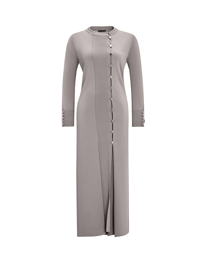 T25Y-9020 Round Collar Buttoned Long Cardigan - 9