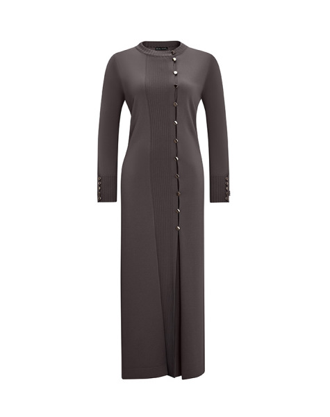 T25Y-9020 Round Collar Buttoned Long Cardigan - 10