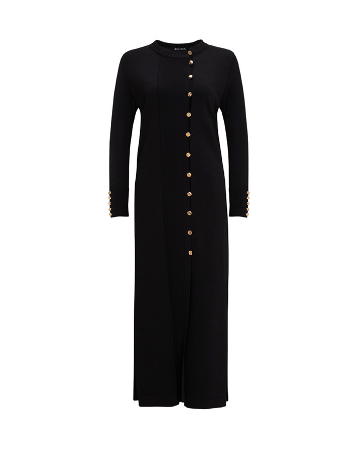 T25Y-9020 Round Collar Buttoned Long Cardigan - 12