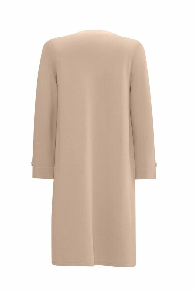 Çift Cep Kapaklı Triko Cupro Taş Rengi Hırka - 2