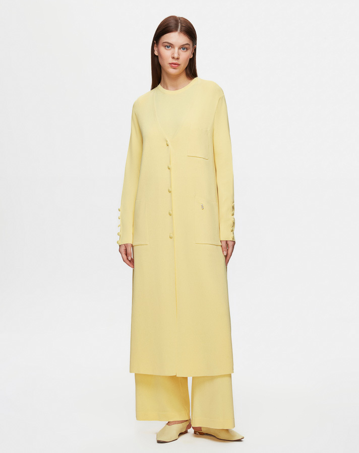 T25Y-9026 Three Pocket Clean Cut Long Cardigan - 3
