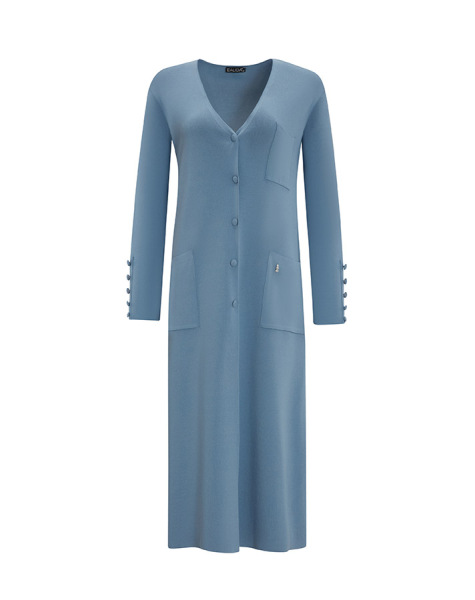 T25Y-9026 Three Pocket Clean Cut Long Cardigan - 9